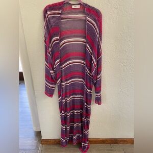 Zara Knit Purple and Pink Striped Duster